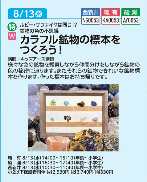 カラフル鉱物の標本をつくろう！