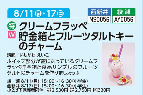 クリームフラッペ貯金箱とフルーツタルトキーのチャーム