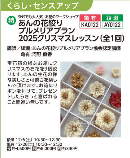 あんの花絞りプルメリアブラン2025クリスマスレッスン