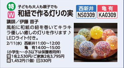 和紐で作る灯りの実