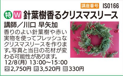 針葉樹香るクリスマスリース12/8
