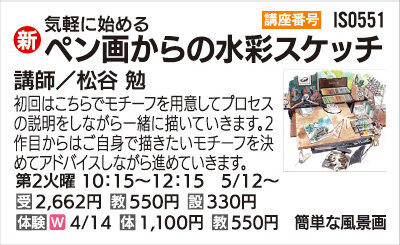 ペン画からの水彩スケッチ