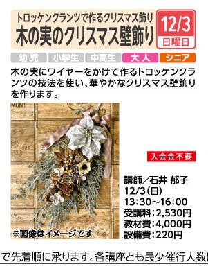 木の実のクリスマス壁飾り