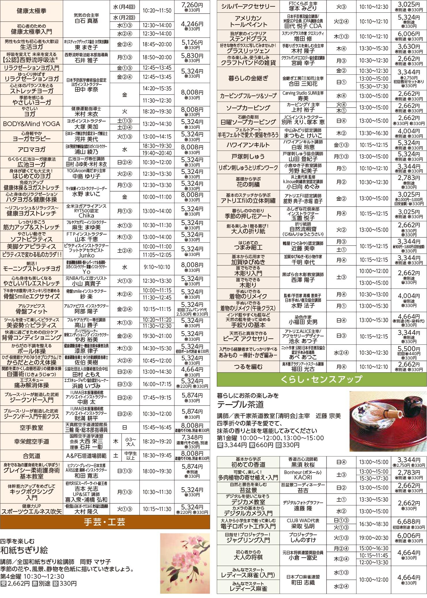 セブンカルチャークラブ武蔵境WEBチラシ