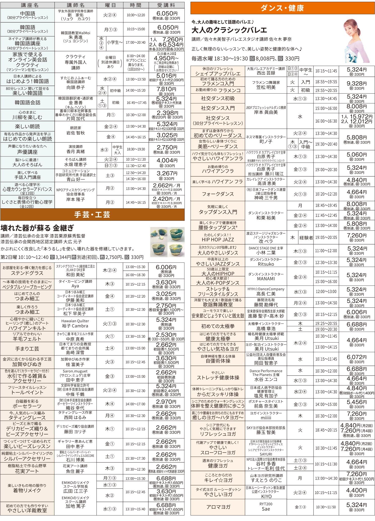 セブンカルチャークラブ八尾WEBチラシ