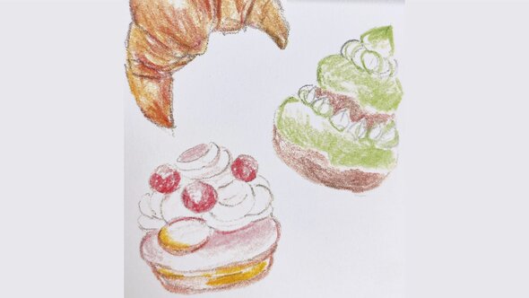 色えんぴつ画 新しい色鉛筆を使って スイーツを描く