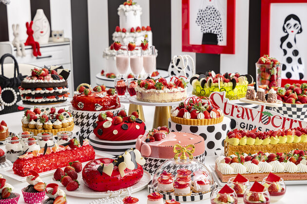 毎年恒例のいちご尽くしのスイーツビュッフェ ヒルトン東京　苺スイーツビュッフェ「ストロベリーモノクロ・ガールズパーティー」