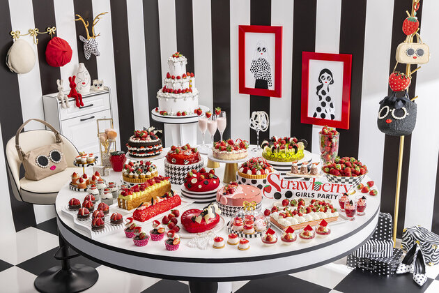 毎年恒例のいちご尽くしのスイーツビュッフェ ヒルトン東京　苺スイーツビュッフェ「ストロベリーモノクロ・ガールズパーティー」